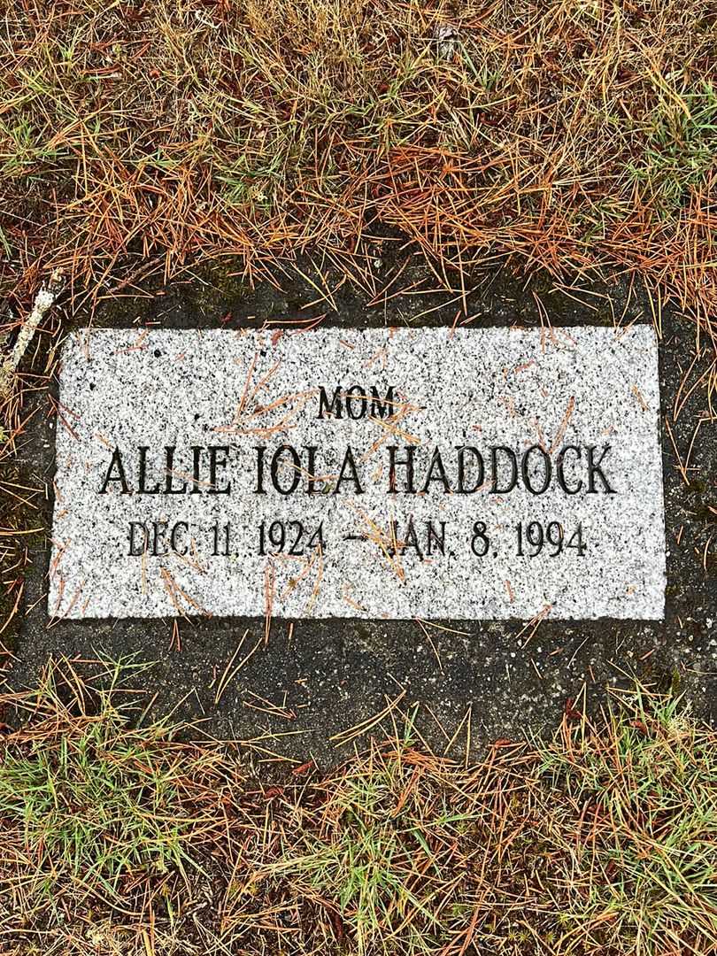 Allie Iola Haddock's grave. Photo 1